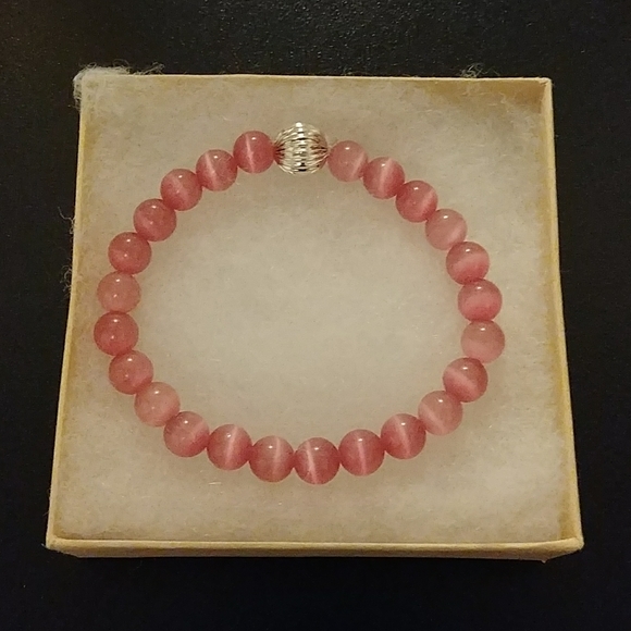 Spring Pink Cat Eye Stone Bracelet - Picture 4 of 8